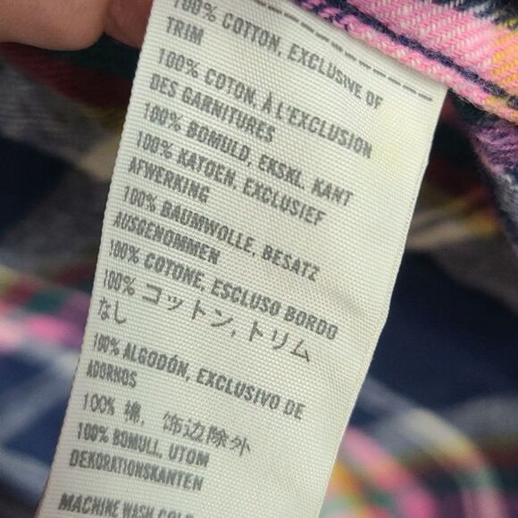 Hollister Blue Plaid Soft Flannel Roll up Long Sleeve Shirt Button Down Medium - Picture 7 of 10